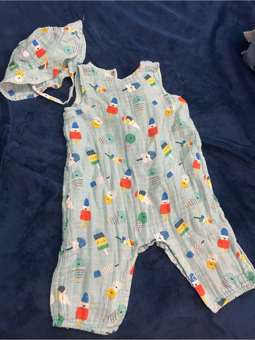 Angel Dear Light Blue Baby Romper with Popsicle Print